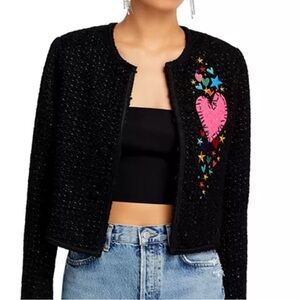 NWT AQUA x Kerri Rosenthal
Heart Patch Bouclé Jacket